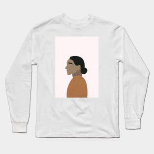 Woman, Neutral, Mid Century, Beige Art Long Sleeve T-Shirt